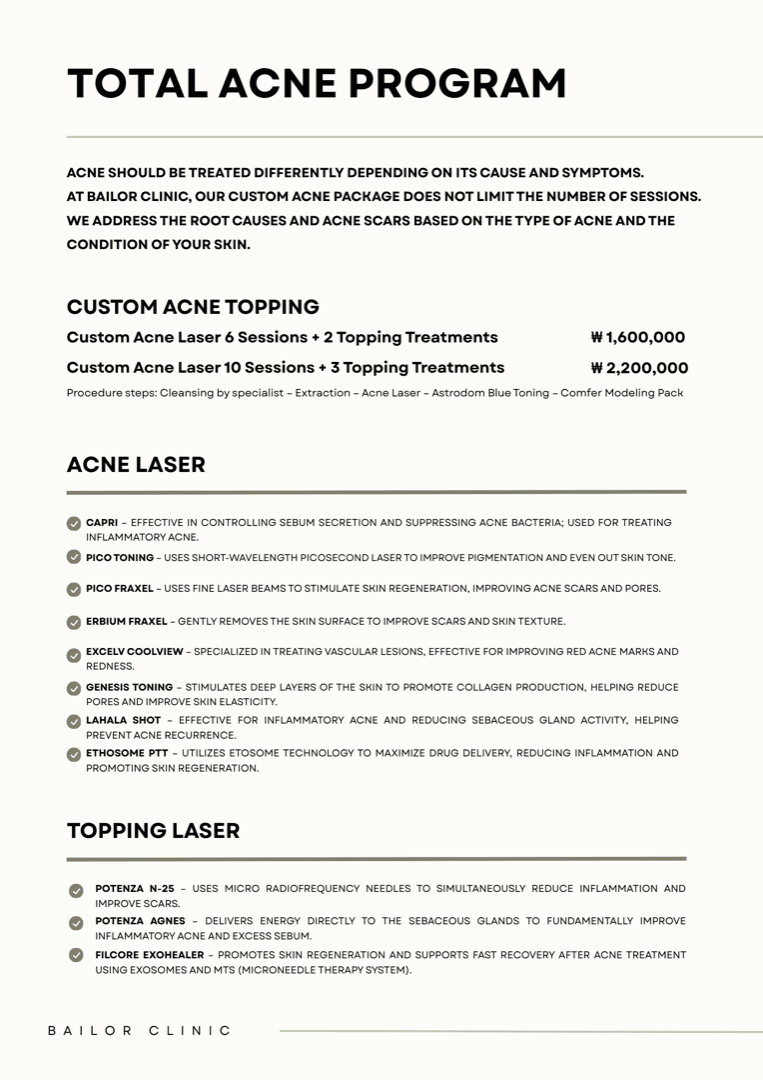 Bailor Clinic price list 5 - treatment costs and packages