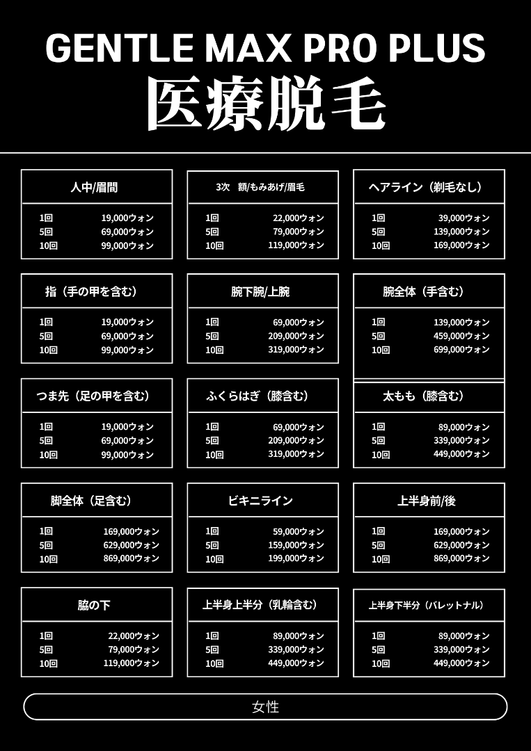 BAILORクリニック price list 31 - treatment costs and packages