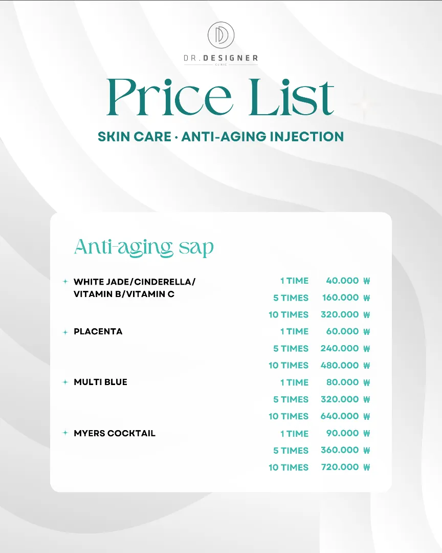 Dr.designer price list 22 - treatment costs and packages