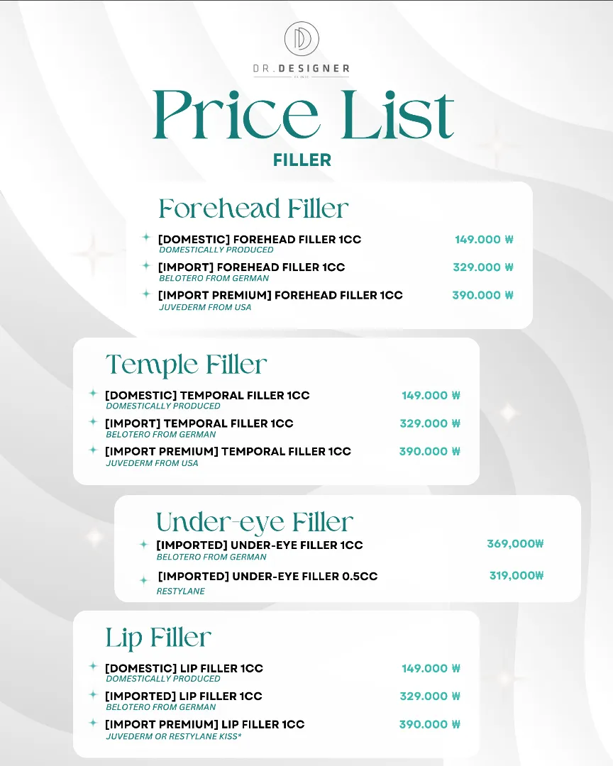 Dr.designer price list 8 - treatment costs and packages