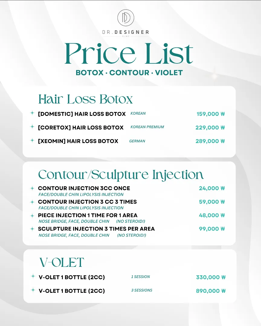 Dr.designer price list 4 - treatment costs and packages