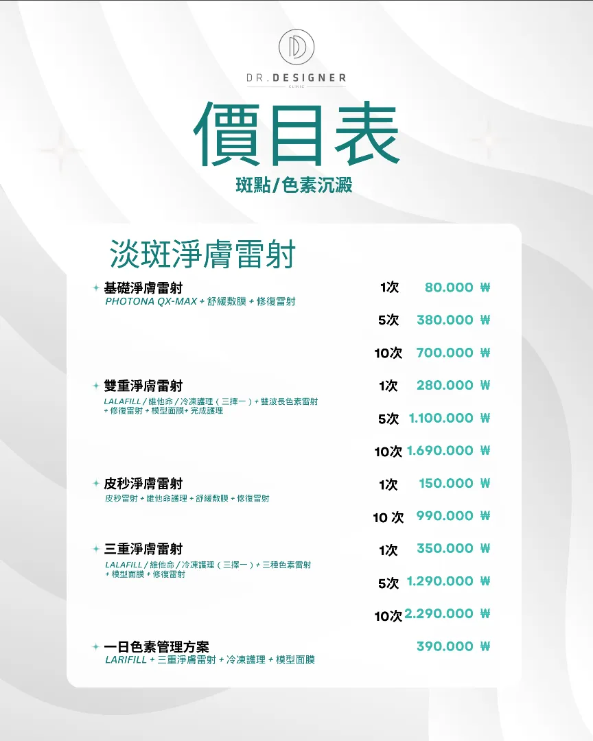 Dr.designer price list 14 - treatment costs and packages