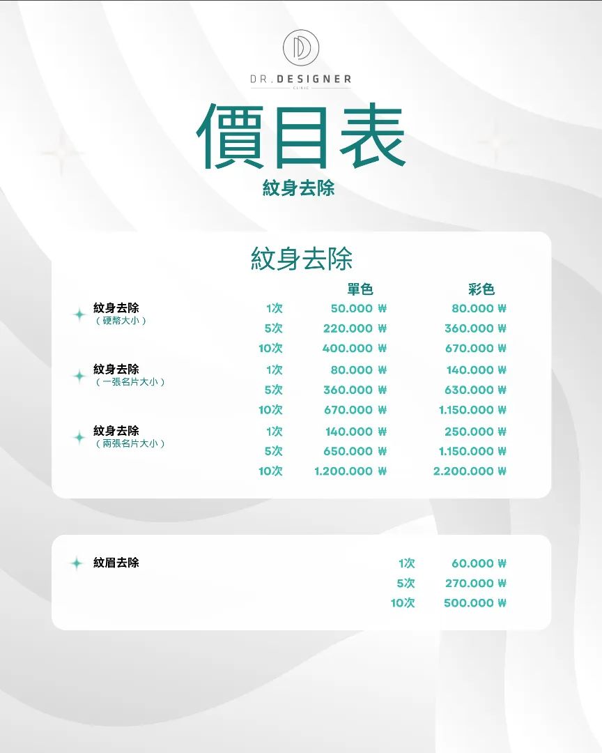 Dr.designer price list 16 - treatment costs and packages