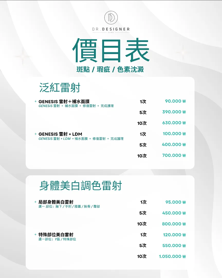 Dr.designer price list 15 - treatment costs and packages