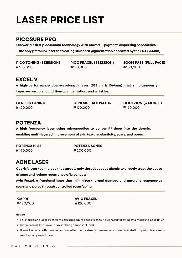 Bailor Clinic price list 16 - treatment costs and packages
