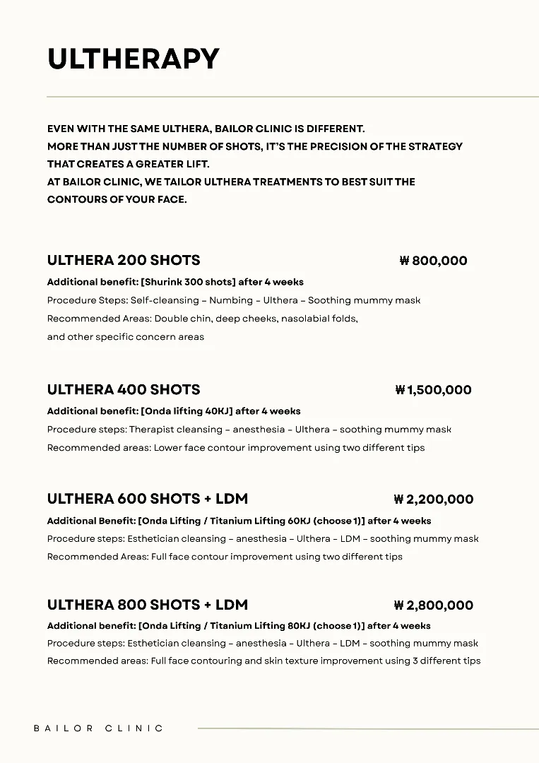 Bailor Clinic price list 25 - treatment costs and packages