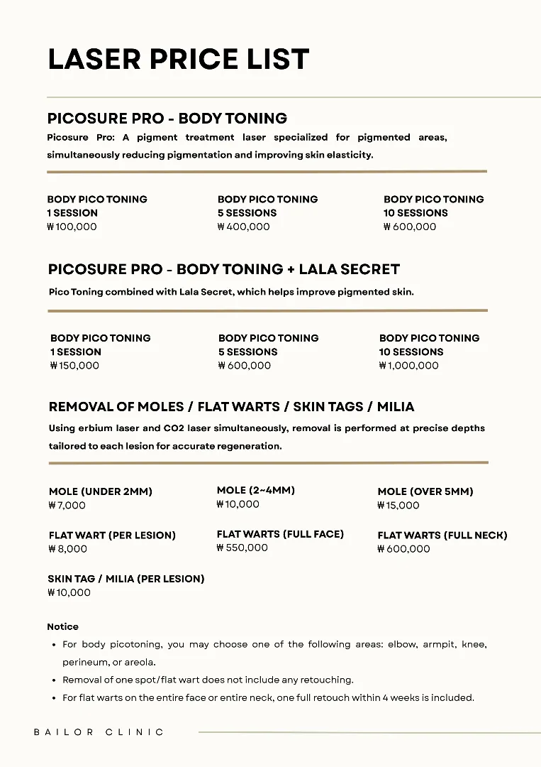 Bailor Clinic price list 17 - treatment costs and packages