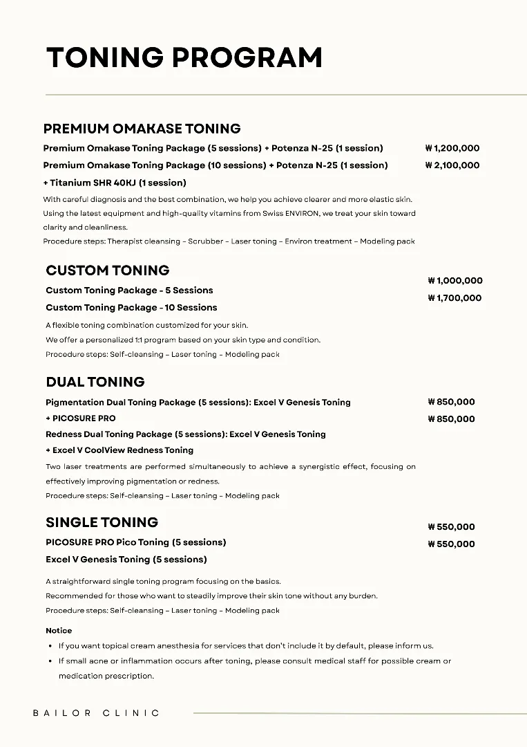 Bailor Clinic price list 9 - treatment costs and packages