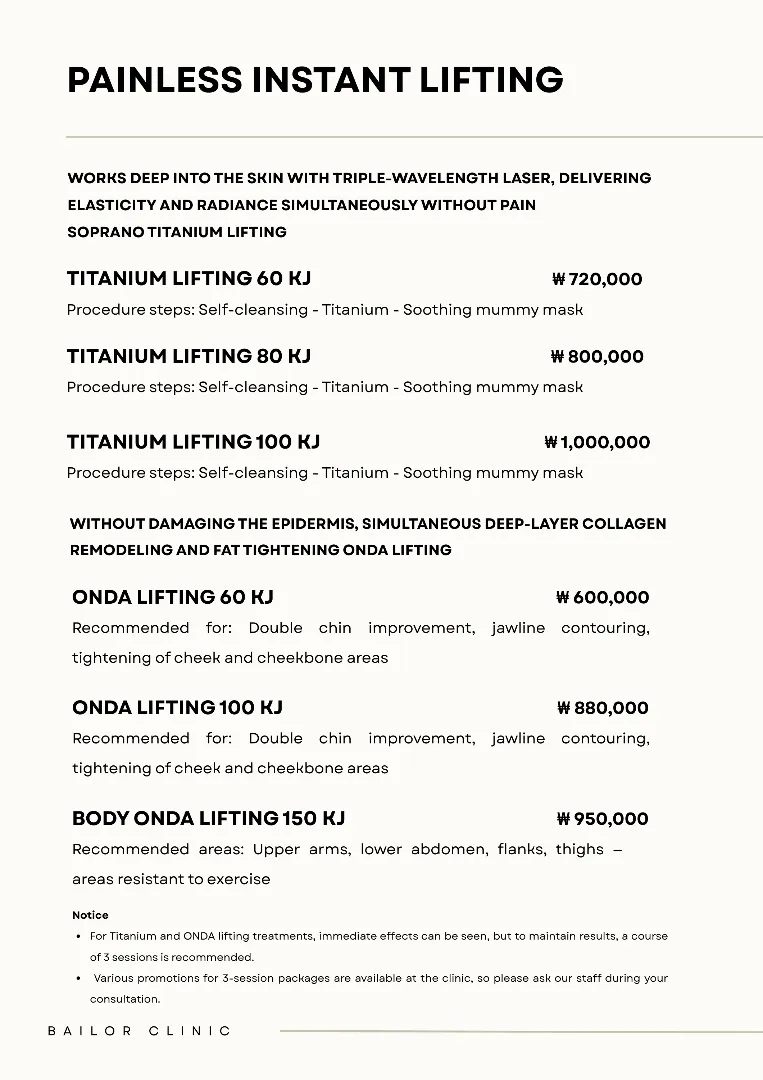 Bailor Clinic price list 27 - treatment costs and packages