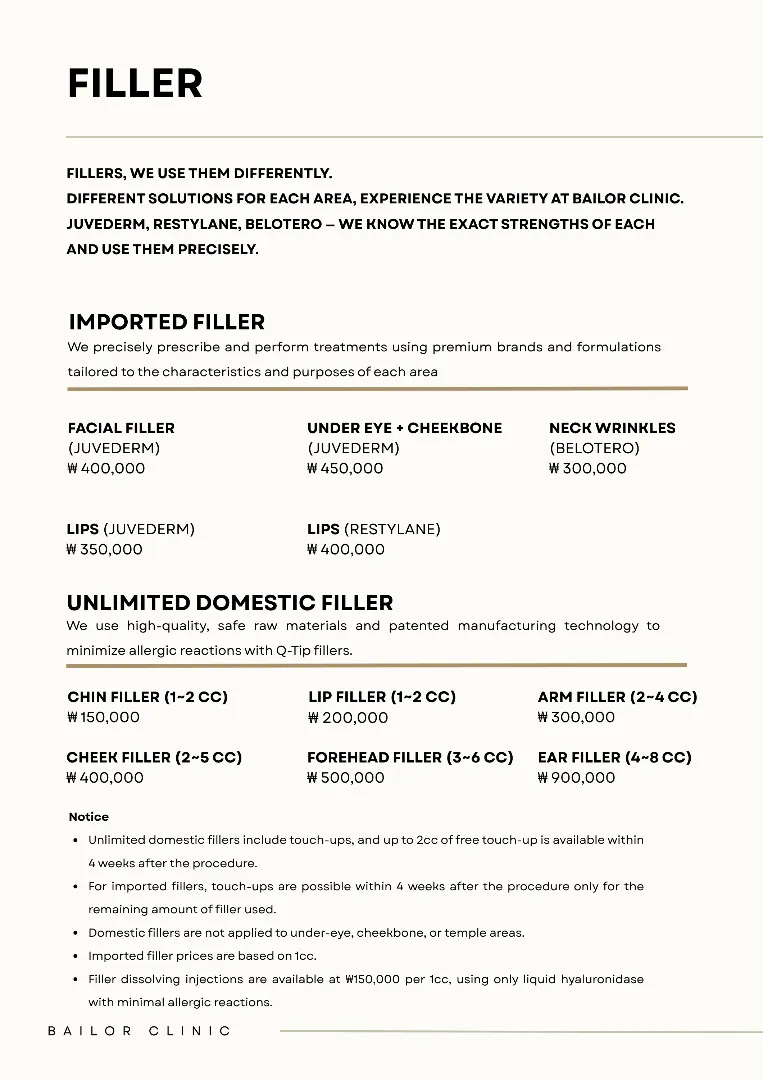Bailor Clinic price list 22 - treatment costs and packages