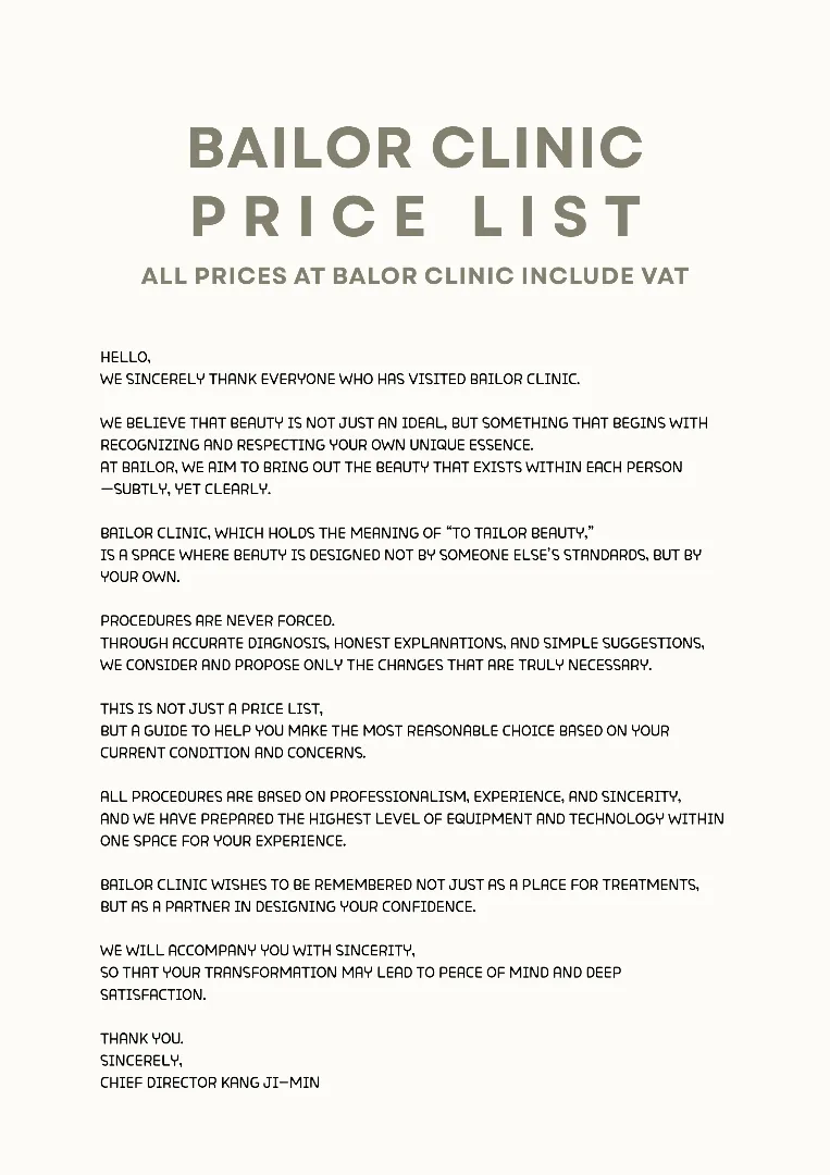 Bailor Clinic price list 35 - treatment costs and packages